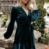 New Barre Velvet Wrap Mini Dress | SALE