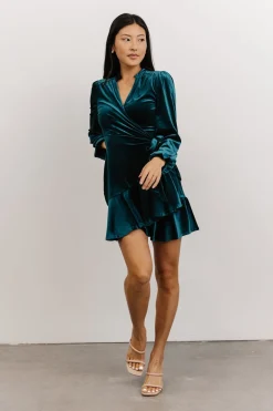 New Barre Velvet Wrap Mini Dress | SALE