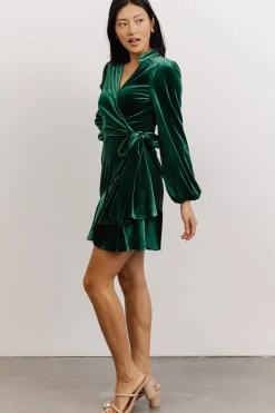 New Barre Velvet Wrap Mini Dress | SALE