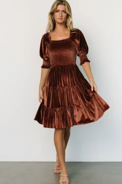 Flash Sale Bliss Smocked Velvet Short Dress | bump friendly