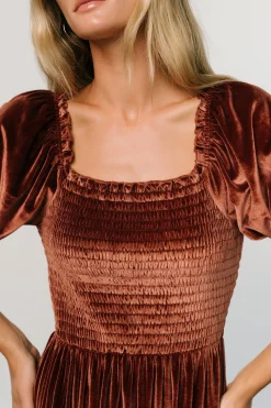 Flash Sale Bliss Smocked Velvet Short Dress | bump friendly