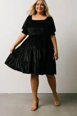 Online Bliss Smocked Velvet Short Dress | bump friendly