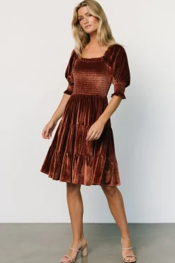 Flash Sale Bliss Smocked Velvet Short Dress | bump friendly