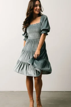 Clearance Bliss Smocked Velvet Short Dress | bump friendly