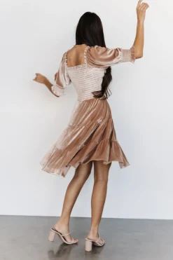 Hot Bliss Smocked Velvet Short Dress | bump friendly