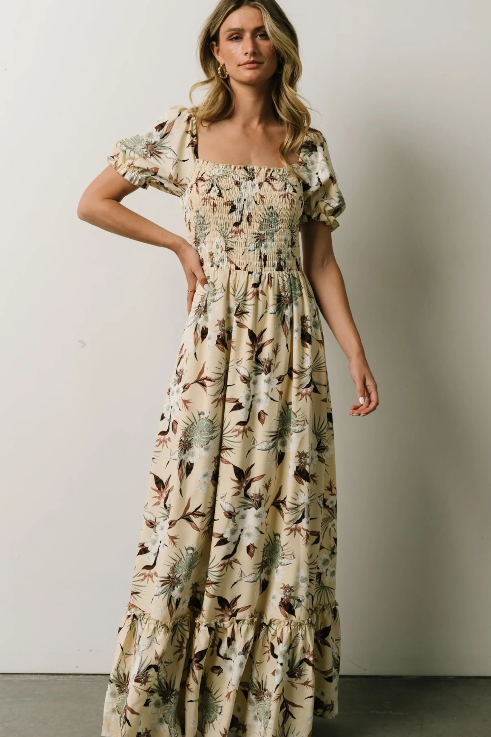 Cheap Capri Smocked Maxi Dress | WINTER ESSENTIALS