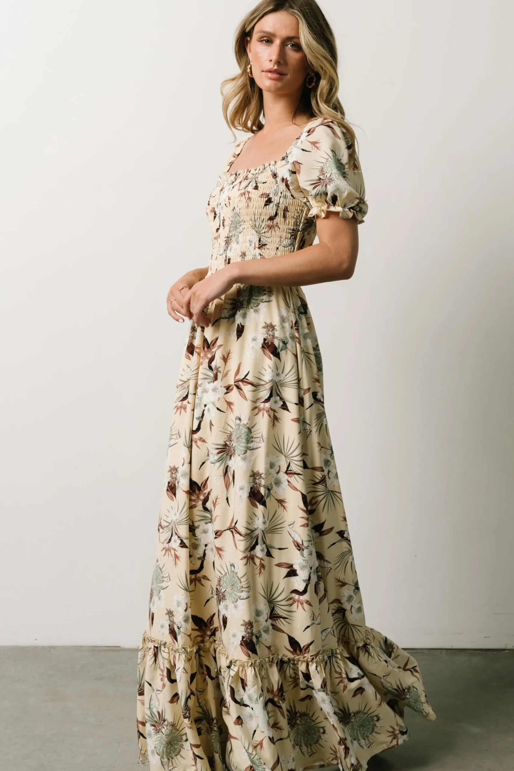 Cheap Capri Smocked Maxi Dress | WINTER ESSENTIALS