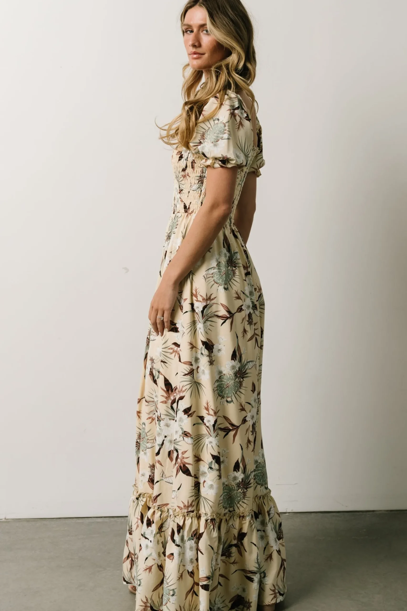 Cheap Capri Smocked Maxi Dress | WINTER ESSENTIALS