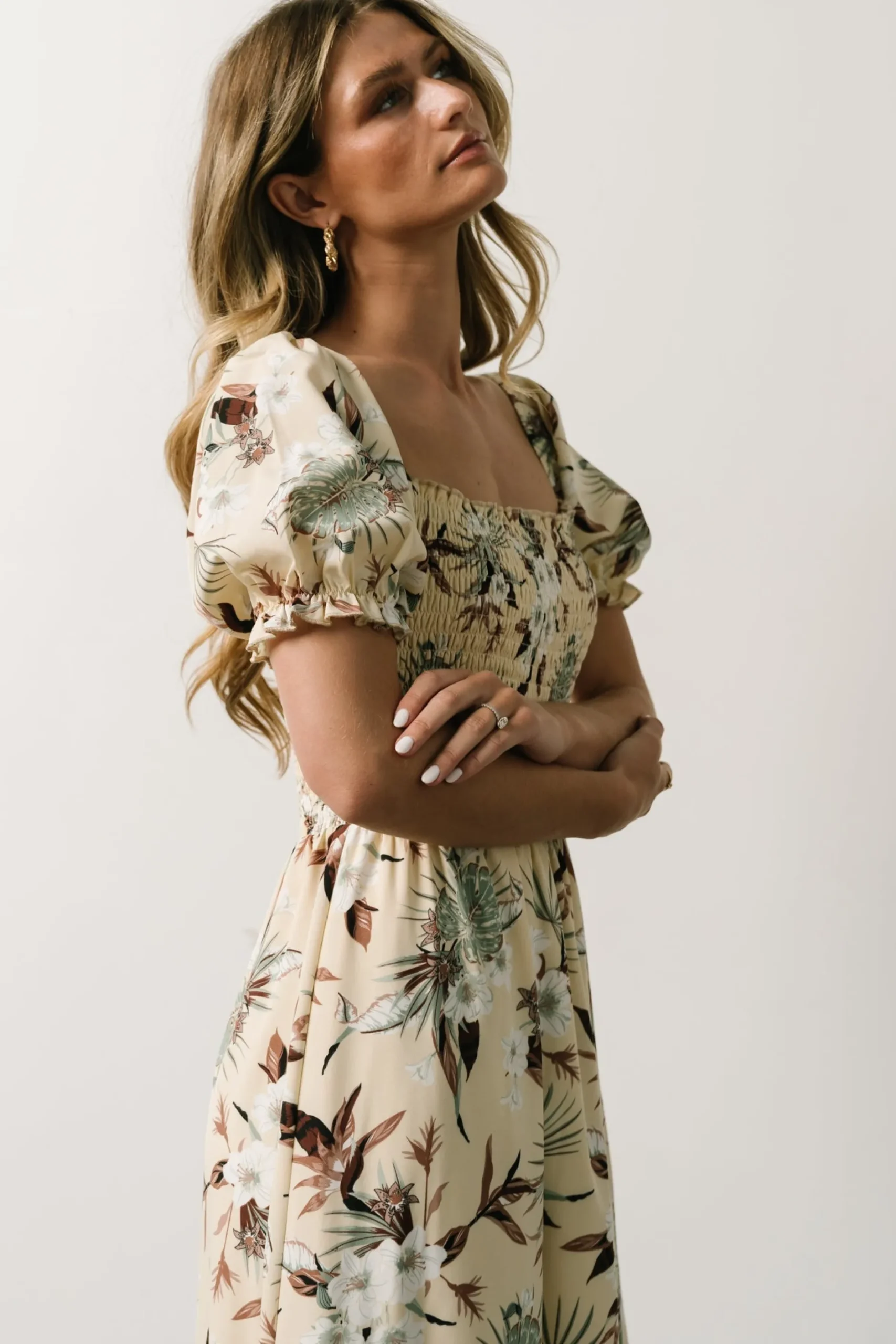 Cheap Capri Smocked Maxi Dress | WINTER ESSENTIALS