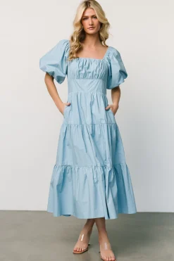 New Cindy Puff Sleeve Tiered Dress | midi dresses