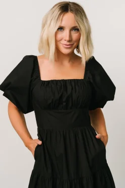 Cheap Cindy Puff Sleeve Tiered Dress | midi dresses