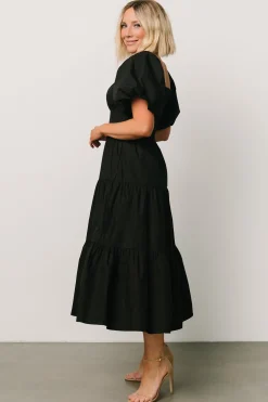 Cheap Cindy Puff Sleeve Tiered Dress | midi dresses