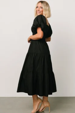 Cheap Cindy Puff Sleeve Tiered Dress | midi dresses