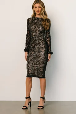 Clearance Elizabeth Sequin Midi Dress | embellished + sequined