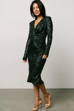 Clearance Estrella Sequin Midi Dress | embellished + sequined