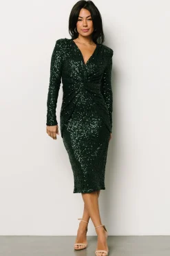 Clearance Estrella Sequin Midi Dress | embellished + sequined