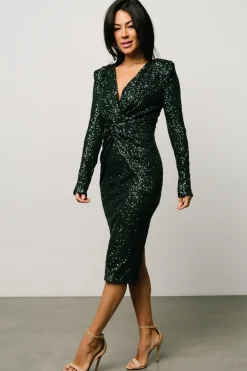 Clearance Estrella Sequin Midi Dress | embellished + sequined