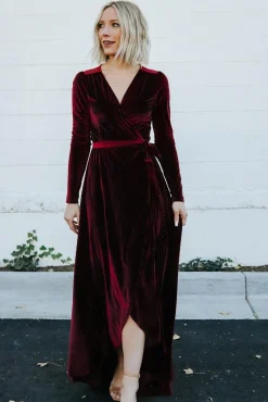 Cheap Jada Ribbed Velvet Wrap Dress | SALE