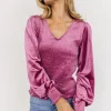 Outlet Kyler Smocked Velvet Top | blouses + shirts