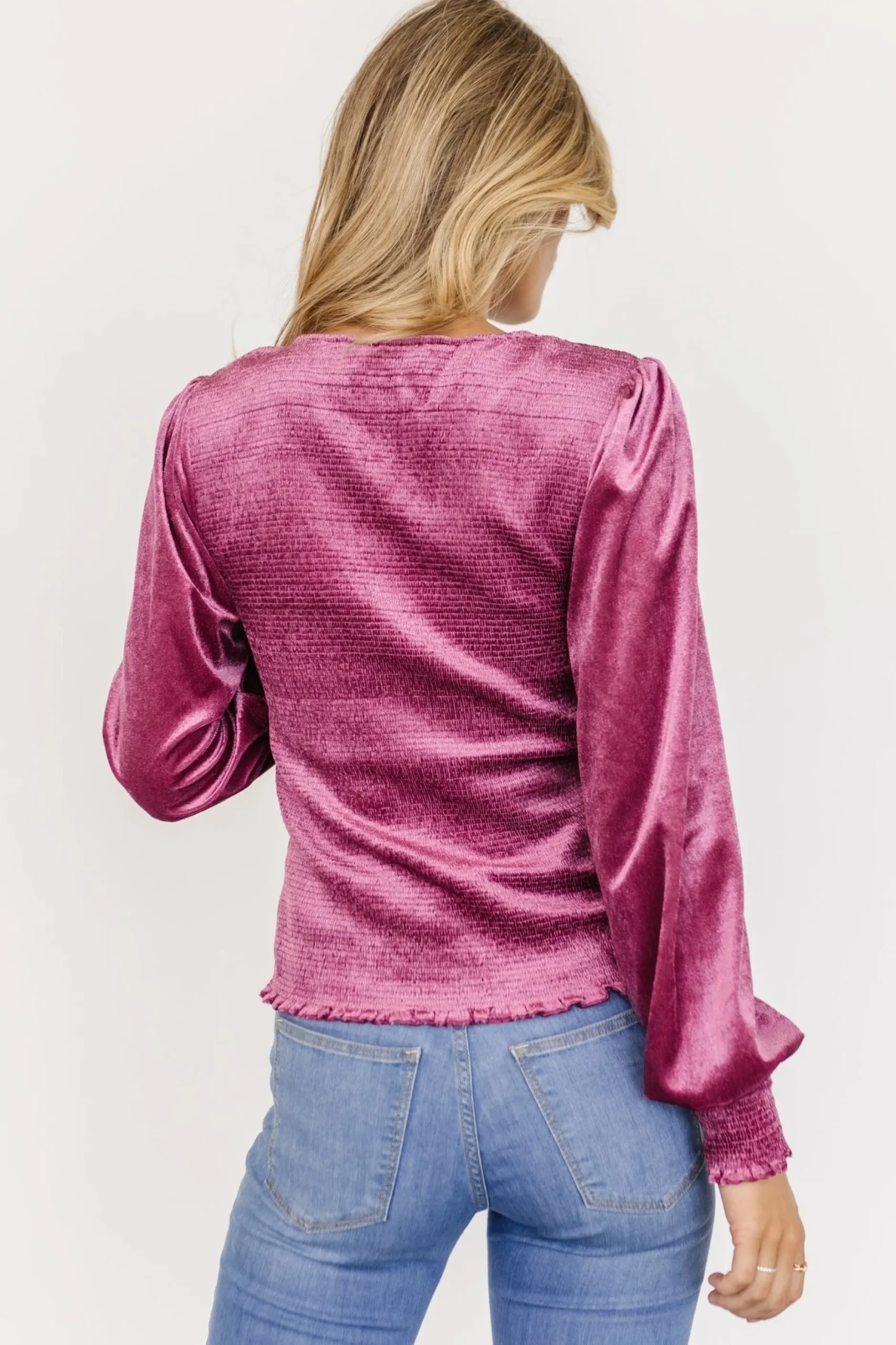 Outlet Kyler Smocked Velvet Top | blouses + shirts