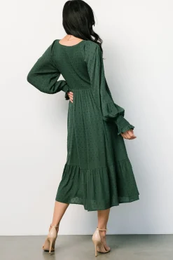 Fashion Lainey Smocked Dotted Midi Dress | midi dresses | bump friendly