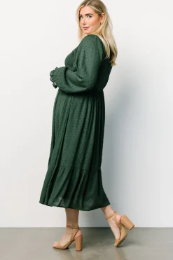 Fashion Lainey Smocked Dotted Midi Dress | midi dresses | bump friendly