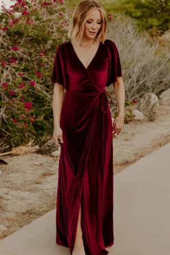 Clearance Meghan Velvet Wrap Maxi Dress | maxi dresses | WEDDING SUITE