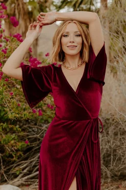 Clearance Meghan Velvet Wrap Maxi Dress | maxi dresses | WEDDING SUITE