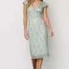 Hot Oriana Embossed Shimmer Midi Dress | embellished + sequined