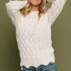 Cheap Perle Eyelet Scallop Sweater | COMING SOON