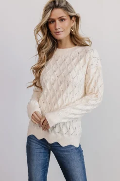 Cheap Perle Eyelet Scallop Sweater | COMING SOON
