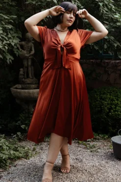 Hot Poppy Satin Midi Dress | SALE