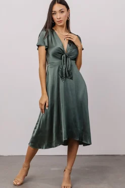 Hot Poppy Satin Midi Dress | SALE