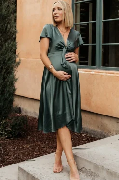 Hot Poppy Satin Midi Dress | SALE