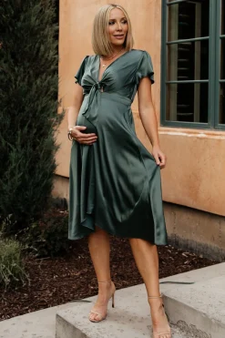 Hot Poppy Satin Midi Dress | SALE