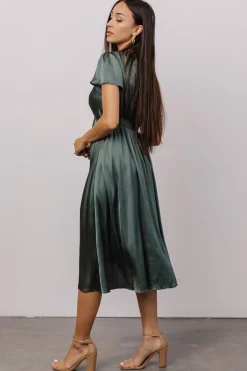 Hot Poppy Satin Midi Dress | SALE