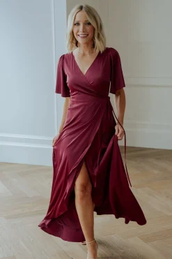 Discount Vara Satin Maxi Wrap Dress | maxi dresses | WEDDING SUITE