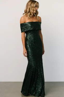 Online Yvonne Off Shoulder Sequin Gown | embellished + sequined