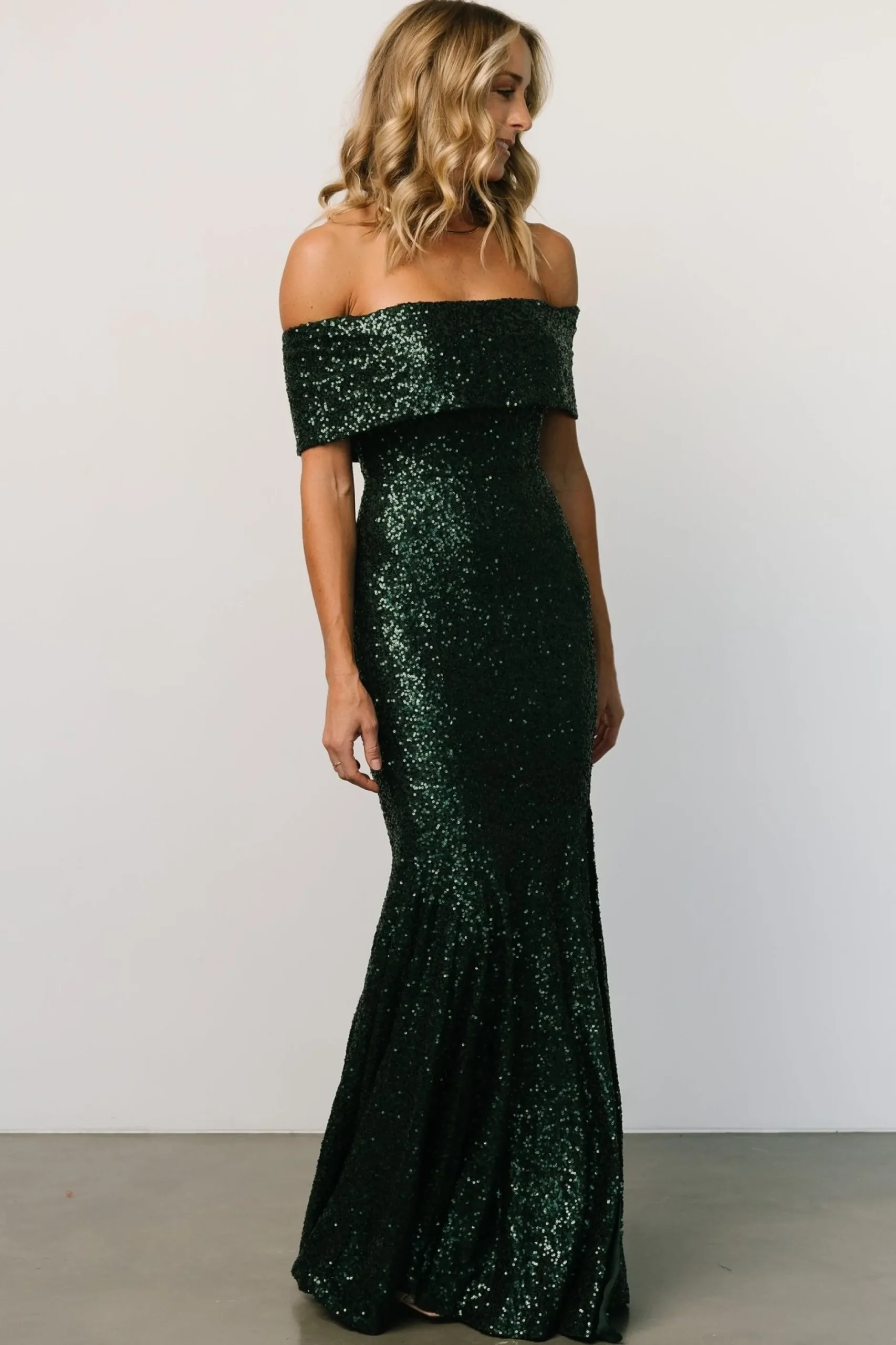 Online Yvonne Off Shoulder Sequin Gown | embellished + sequined