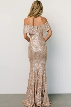 Discount Yvonne Off Shoulder Sequin Gown | embellished + sequined