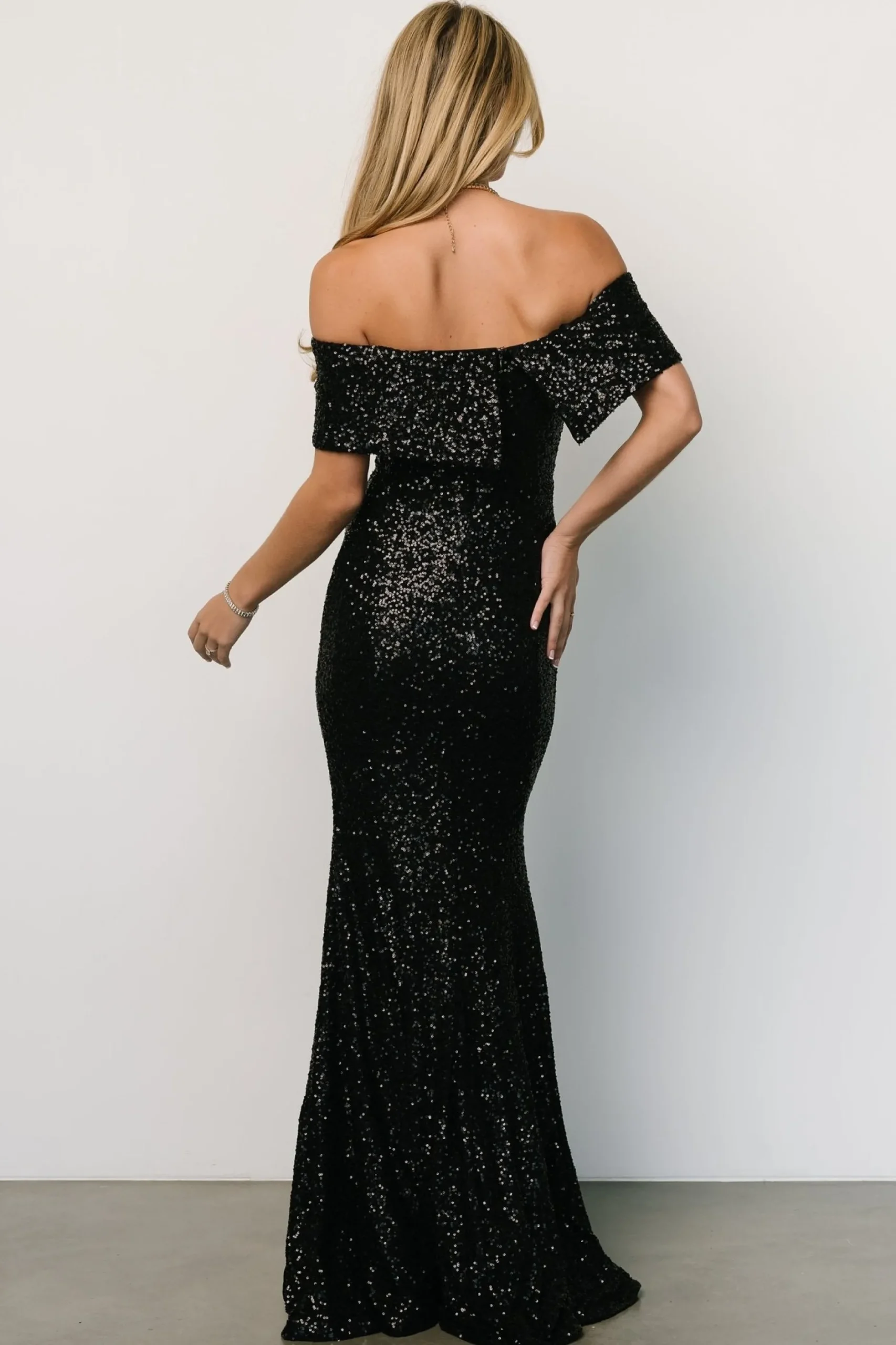 Online Yvonne Off Shoulder Sequin Gown | embellished + sequined