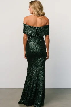 Online Yvonne Off Shoulder Sequin Gown | embellished + sequined